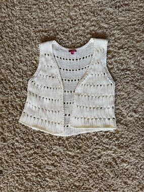 Bongo Cream Open Knit Sweater Vest Boho Crochet Style Size XL